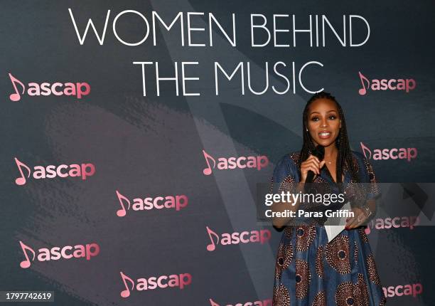 Of Membership, Nicole George-Middleton speaks at the 15th Annual ASCAP Women Behind The Music at Atrium on November 16, 2023 in Atlanta, Georgia.