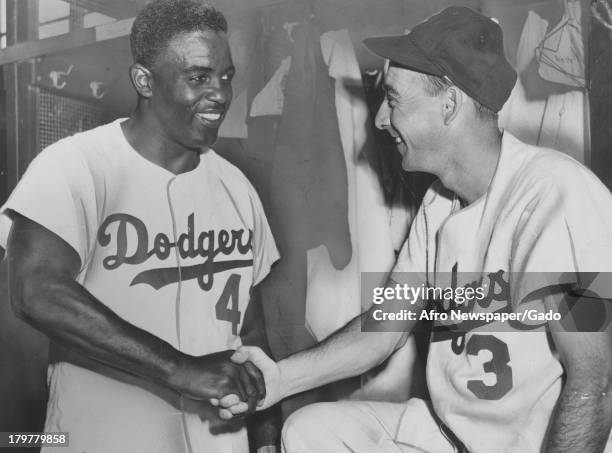 American baseball player Jackie Robinson of the Brooklyn Dodgers, Baltimore, Maryland, 1947.