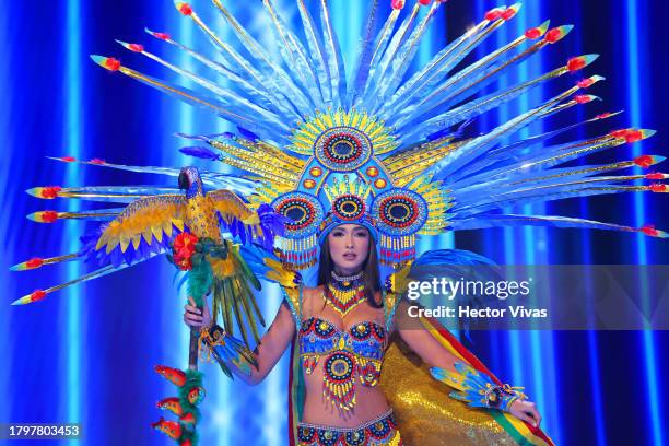 Miss Bolivia Estefany Rivero attends the The 72nd Miss Universe Competition - National Costume Show at Gimnasio Nacional Jose Adolfo Pineda on...