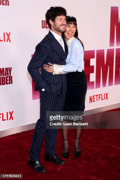 Valentin Chmerkovskiy and Xochitl Gomez attend the Los Angeles Premiere Of Netflix's "May December" at Academy Museum of Motion Pictures on November...