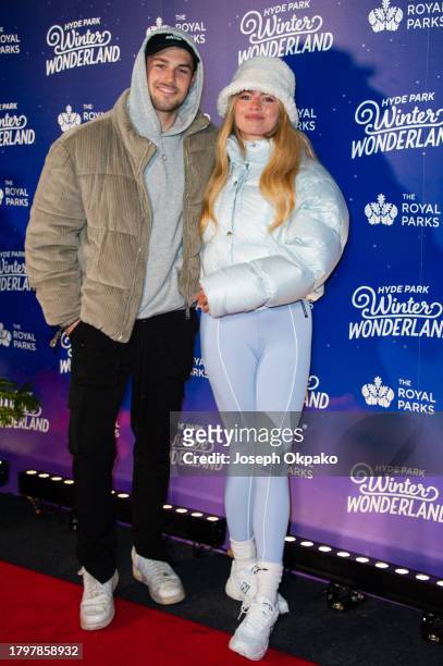 Andrew Le Page and Tasha Ghouri attend the Hyde Park Winter Wonderland Charity Preview Night at Hyde Park on November 16, 2023 in London, England.
