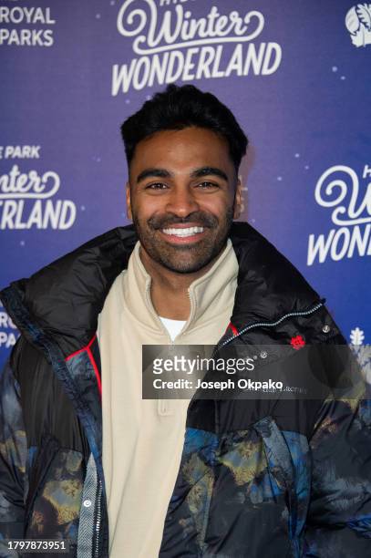 Nas Majeed attends the Hyde Park Winter Wonderland Charity Preview Night at Hyde Park on November 16, 2023 in London, England.