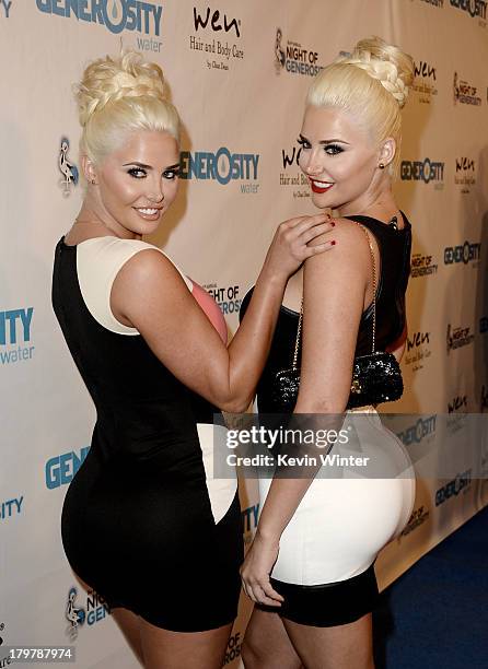 Playboy playmates Karissa Shannon and her sister Kristina Shannon arrive at Generosity Water's 5th Annual Night of Generosity Benefit at the Beverly...