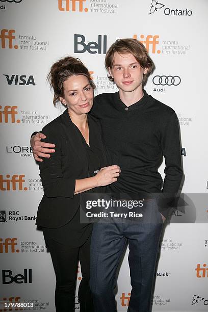 Joanne Whalley and actor Jack Kilmer arrive at the 'Palo Alto' premiere during the 2013 Toronto International Film Festival at Scotiabank Theatre on...