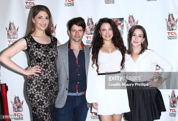 Actors Ellen Dubin, Tim Doiron, April Mullen and Martha Macisaac arrive at "Dead Before Dawn 3D" premiere at Mann Chinese 6 on September 6, 2013 in...