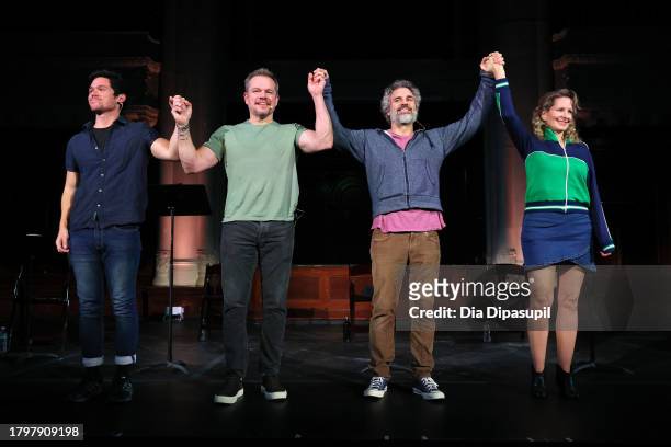 Nik Duggan, Matt Damon, Mark Ruffalo, and Missy Yager take their curtain call during The Center at West Park's "This Is Our Youth" benefit...