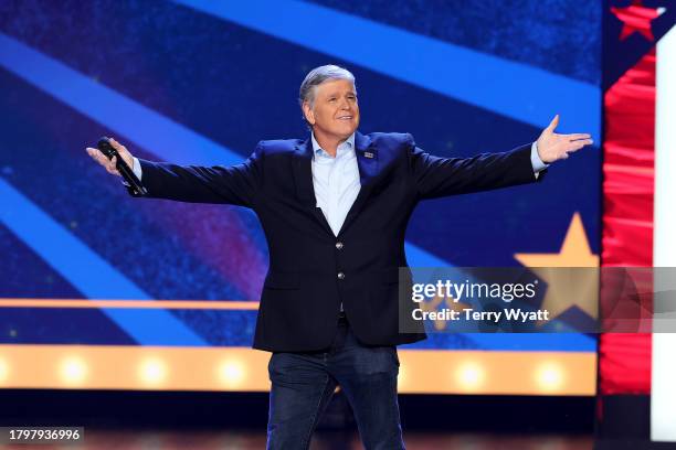 Sean Hannity speaks onstage during the 2023 FOX Nation Patriot Awards at The Grand Ole Opry on November 16, 2023 in Nashville, Tennessee.