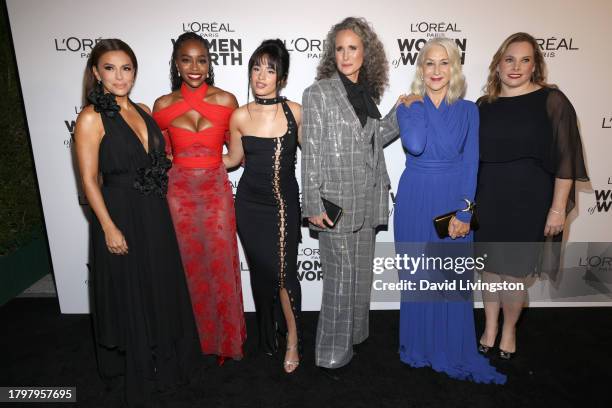 Eva Longoria, Aja Naomi King, Camila Cabello, Andie MacDowell, Helen Mirren, and Ali Goldstein, president, L’Oréal Paris USA attend the 18th annual...