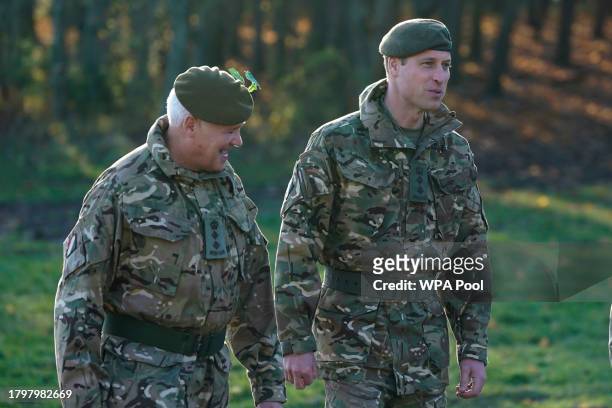 Prince William, The Prince of Wales, Colonel-in-Chief, 1st Battalion Mercian Regiment during a visit to the regiment, in the south west of the UK,...