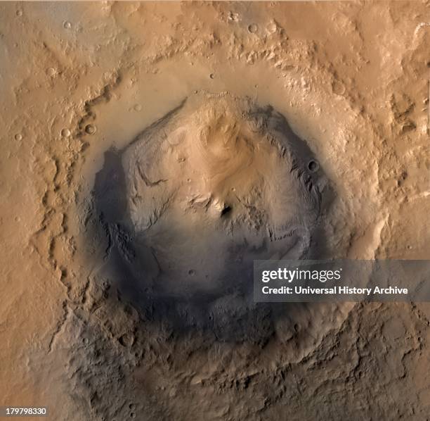 As of June 2012, the target landing area for NASA's Mars Science Laboratory mission is the ellipse marked on this image of Gale Crater.