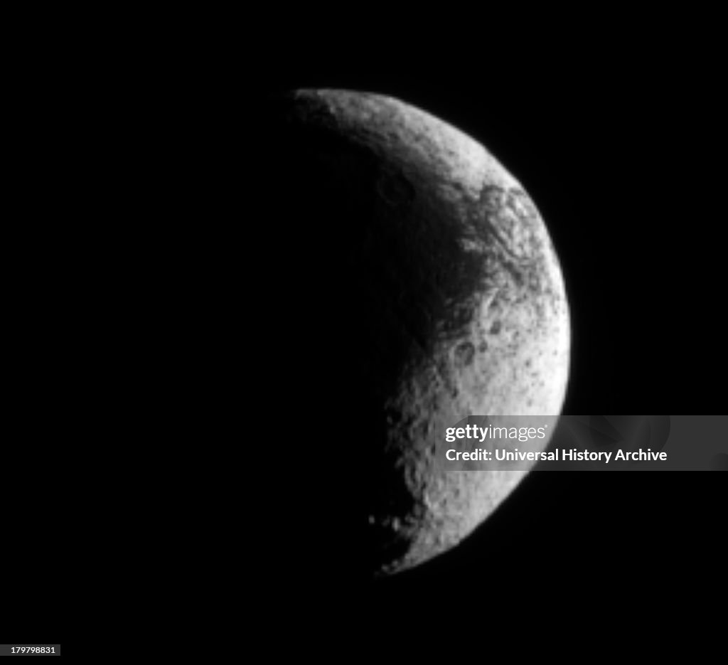 The Cassini spacecraft examines the rough dark-light dichotomy of the terrain on Saturn's moon Iapetus.