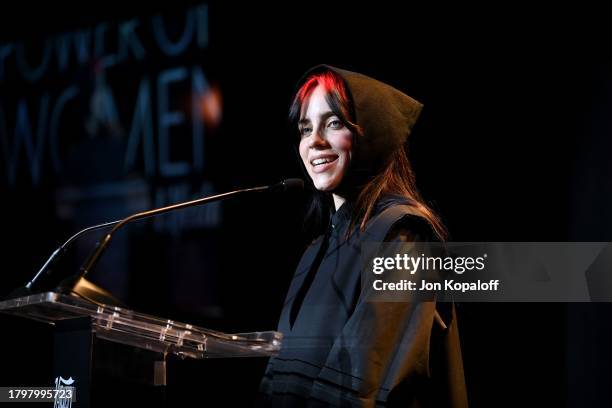 Honoree Billie Eilish performs onstage during Variety Power of Women Los Angeles presented by Lifetime at Mother Wolf on November 16, 2023 in Los...