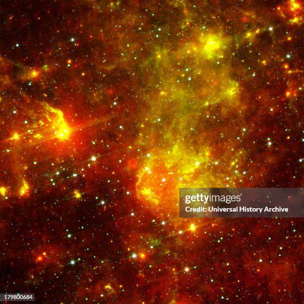 The supernova remnant 1E0102.2-7219 sits next to the nebula N76 in a bright, star-forming region of the Small Magellanic Cloud, a satellite galaxy to...