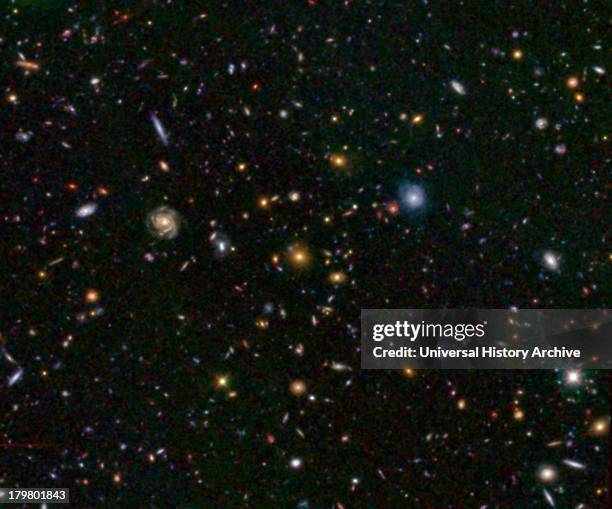 This image shows one of the most distant galaxies known, called GN-108036, dating back to 750 million years after the Big Bang.