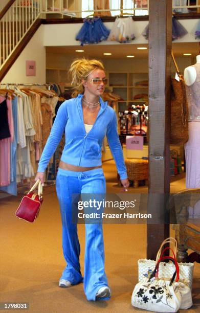 February 14: Musician Britney Spears shops in Calypso at the Sunset Plaza on February 14, 2003 in Hollywood, California.