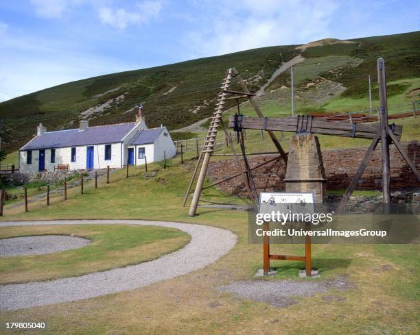 Wanlockhead beam engine at the Museum of Mining in the highest village in Scotland, Leadhills, Dumfries and Galloway, Scotland, United Kingdom.