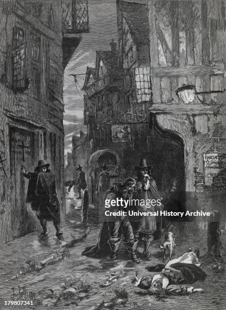 The Great Plague of London, 1665. Distressing views in the streets. Engraving c1880.