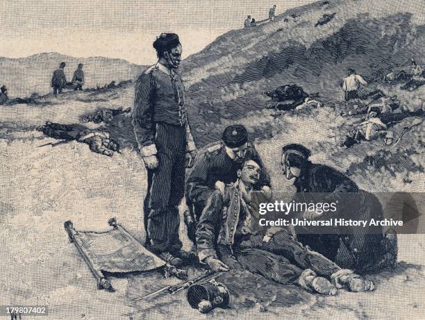 Crimean War 1853-1856: Collecting wounded after Battle of Alma, 1854.