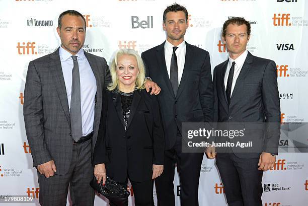 Director Peter Landesman, Jacki Weaver, Tom Welling, and James Badge Dale attend the premiere of Parkland at Roy Thomson Hall on September 6, 2013 in...