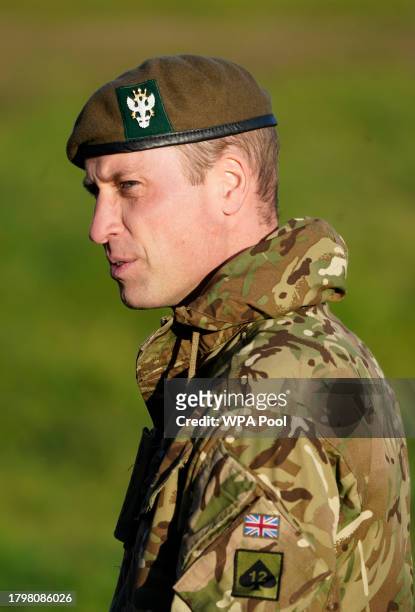 Prince William, The Prince of Wales, Colonel-in-Chief, 1st Battalion Mercian Regiment during a visit to the regiment, in the south west of the UK,...