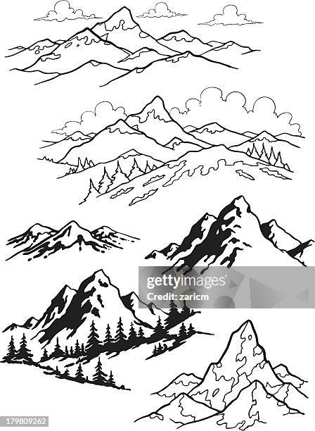 ilustraciones, imágenes clip art, dibujos animados e iconos de stock de a las montañas - geología