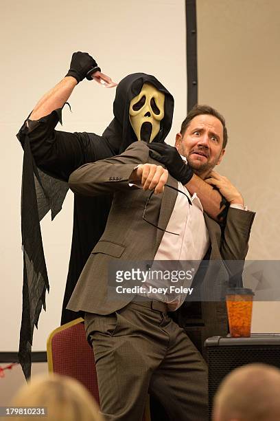 Ghostface and Jamie Kennedy onstage during a Q&A panel at Marriott Indianapolis on September 6, 2013 in Indianapolis, Indiana.