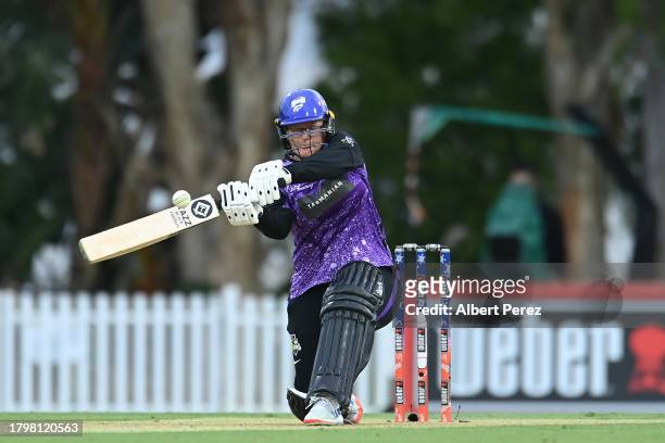 Lizelle Lee of the Hurricanes bats during the WBBL match between Melbourne Stars and Hobart Hurricanes at Allan Border Field, on November 17 in...