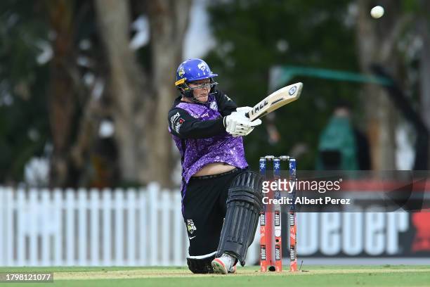 Lizelle Lee of the Hurricanes bats during the WBBL match between Melbourne Stars and Hobart Hurricanes at Allan Border Field, on November 17 in...