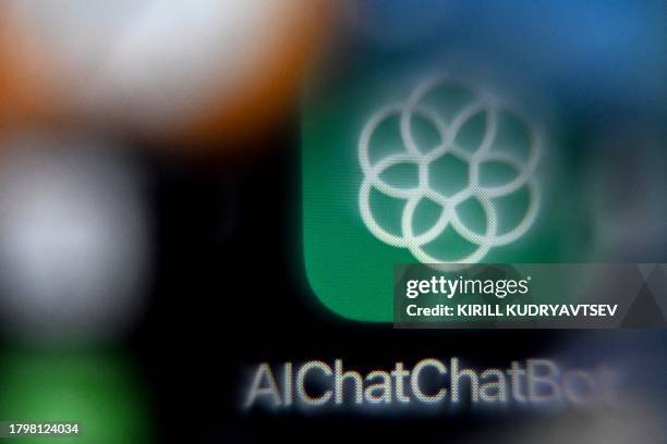 Photo taken on November 23, 2023 shows the logo of the ChatGPT application developed by US artificial intelligence research organization OpenAI on a...