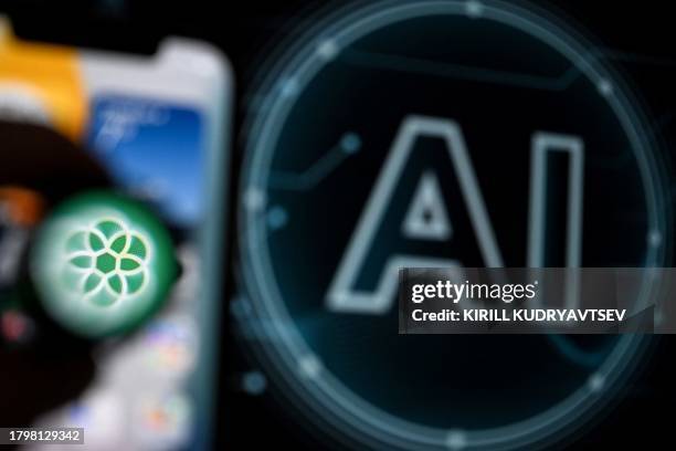 Photo taken on November 23, 2023 shows the logo of the ChatGPT application developed by US artificial intelligence research organization OpenAI on a...