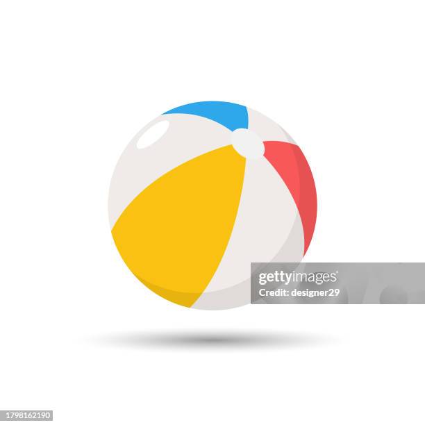 stockillustraties, clipart, cartoons en iconen met beach ball flat design. - simple beach background