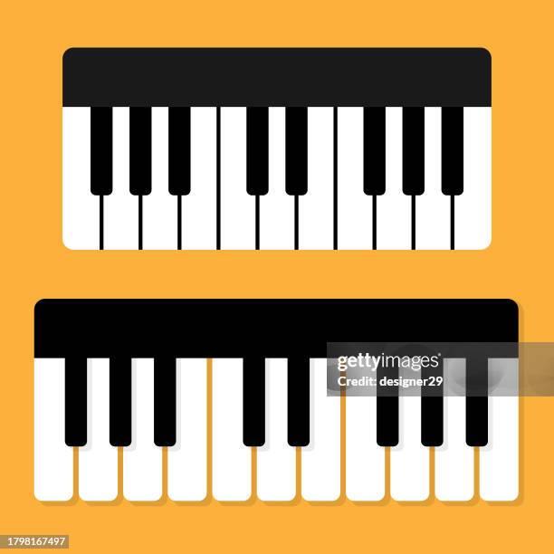 illustrations, cliparts, dessins animés et icônes de conception vectorielle d’icône de touches de piano sur fond de couleur. - clavier de piano