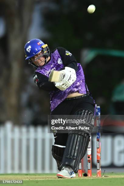 Lizelle Lee of the Hurricanes bats during the WBBL match between Melbourne Stars and Hobart Hurricanes at Allan Border Field, on November 17 in...