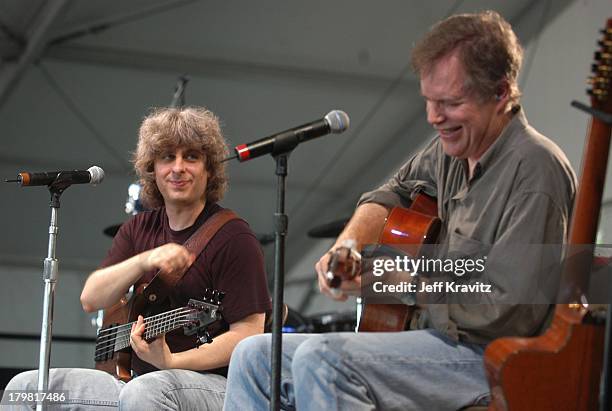 Leo Kottke and Mike Gordon during 2003 Bonnaroo Music Festival Night Two at Bonnaroo Fairgrounds in Manchester, Tennessee, United States.