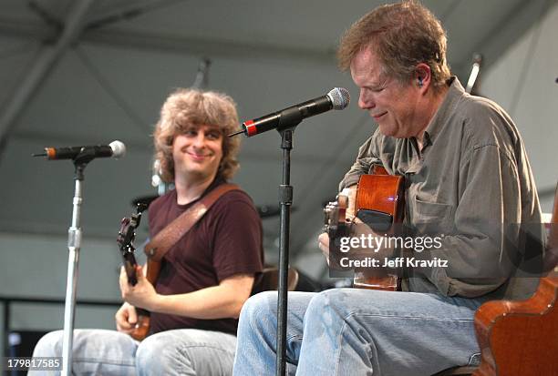 Mike Gordon and Leo Kottke during 2003 Bonnaroo Music Festival Night Two at Bonnaroo Fairgrounds in Manchester, Tennessee, United States.