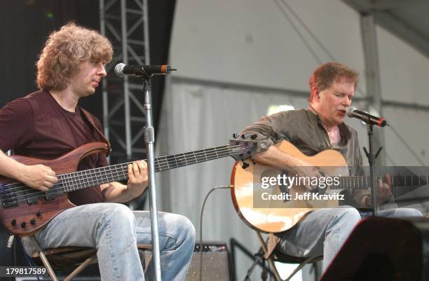 Mike Gordon and Leo Kottke during 2003 Bonnaroo Music Festival Night Two at Bonnaroo Fairgrounds in Manchester, Tennessee, United States.