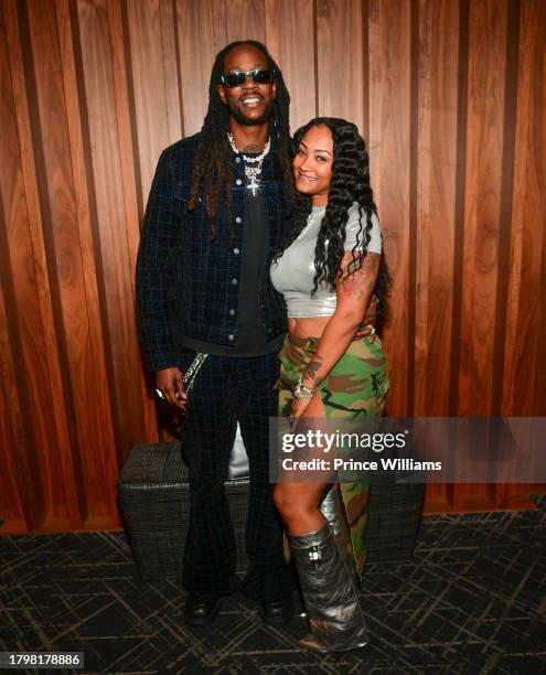 2Chainz and Kesha Epps attends Welcome To ColleGrove: A Theatrical Album Visual Presentation on November 16, 2023 in Atlanta, Georgia.