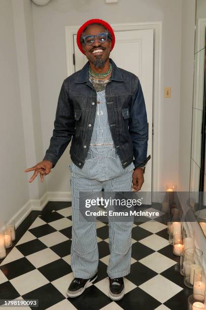 Andre 3000 attends the GQ Men of the Year Party 2023 VIP dinner at Chateau Marmont on November 16, 2023 in Los Angeles, California.