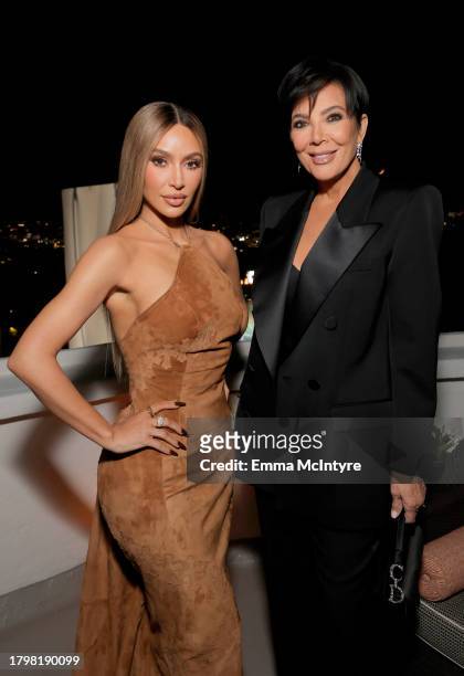 Kim Kardashian and Kris Jenner attend the GQ Men of the Year Party 2023 VIP dinner at Chateau Marmont on November 16, 2023 in Los Angeles, California.