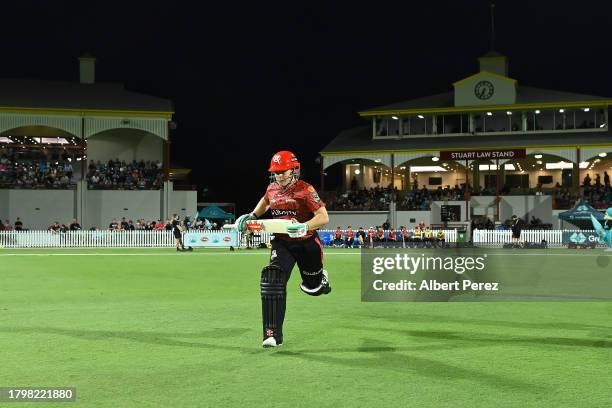 Tammy Beaumont of the Renegades takes to the field during the WBBL match between Brisbane Heat and Melbourne Renegades at Allan Border Field, on...