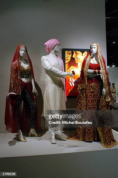 Costumes of the film "Monsoon Wedding" by the costume designer Arjun Bhasin are seen on display at the Fashion Institute of Design &...