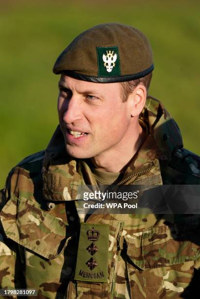 Prince William, Prince of Wales, Colonel-in-Chief, 1st Battalion Mercian Regiment during a visit to the regiment, in the south west of the UK, for...