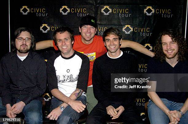 Stryker from KROQ with Scott Shoenbeck, Mike Marsh, Chris Carrabba and John Lefler of Dashboard Confessional