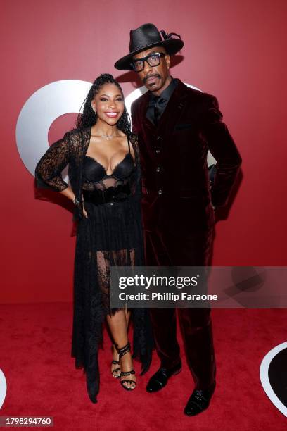 Shahidah Omar and J.B. Smoove arrive at the GQ Men of the Year Party 2023 at Bar Marmont on November 16, 2023 in Los Angeles, California.