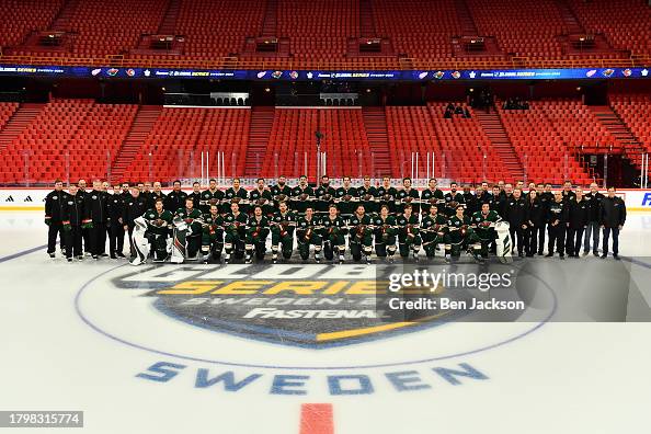 Wild Roster The Minnesota Wild pose for a team photo during the 2023 NHL Global ...