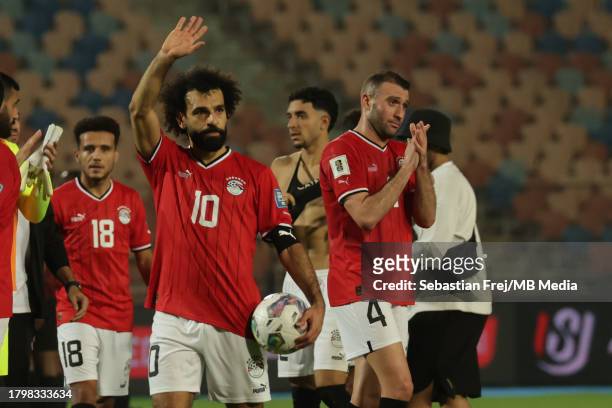 Mohamed Salah of Egypt celebrates during the CAF Qualifiers match for FIFA World Cup 2026 between Egypt and Djibouti at Cairo International stadium...