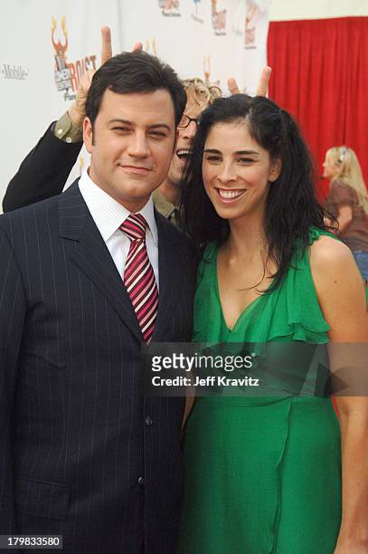 Jimmy Kimmel and Sarah Silverman during Comedy Central Roast of Pamela Anderson - Red Carpet at Sony Studio in Culver City, California, United States.