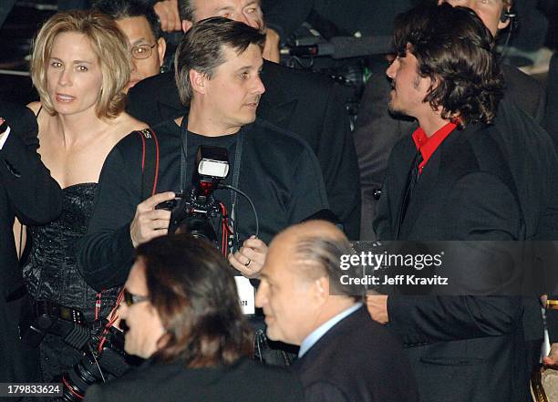 Kevin Mazur and Theo Wargo during 20th Annual Rock and Roll Hall of Fame Induction Ceremony - Audience and Backstage at Waldorf Astoria Hotel in New...