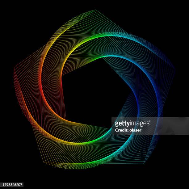 a colorful geometric spiral of thin lines in a seamless loop on black. - peripheral artery stock illustrations