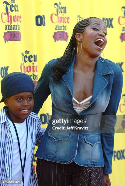 Regina King and Ian Alexander Jr during 2005 Teen Choice Awards - Arrivals at Gibson Amphitheater in Universal City, California, United States.